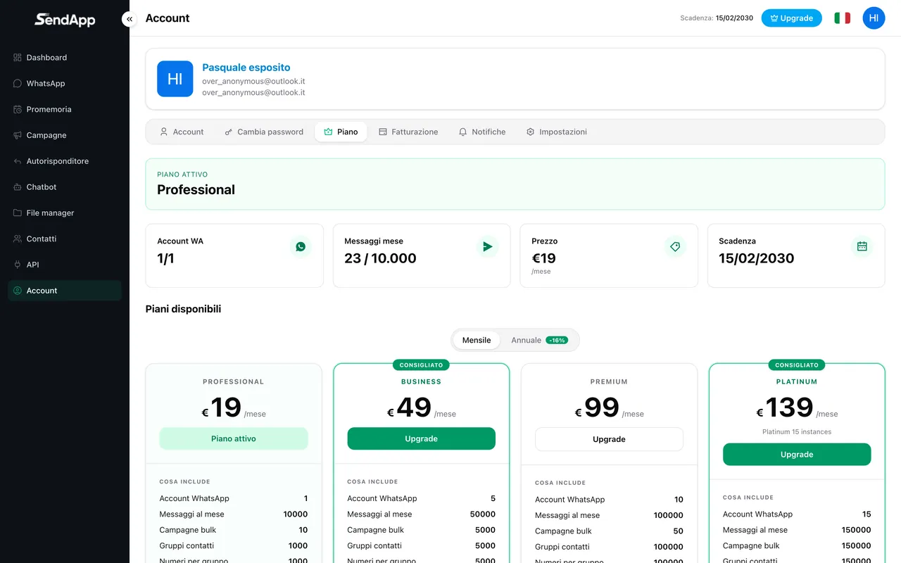 SendApp Cloud plans